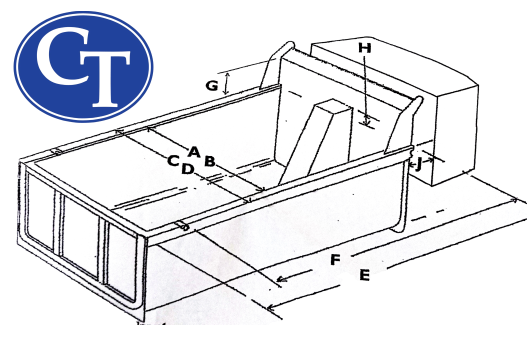 Truck measurement diagram — points A through J